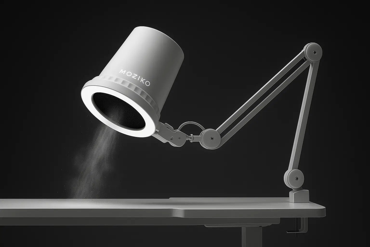 AURA Nail Dust Collector on a modern manicure table – silent, sleek, professional